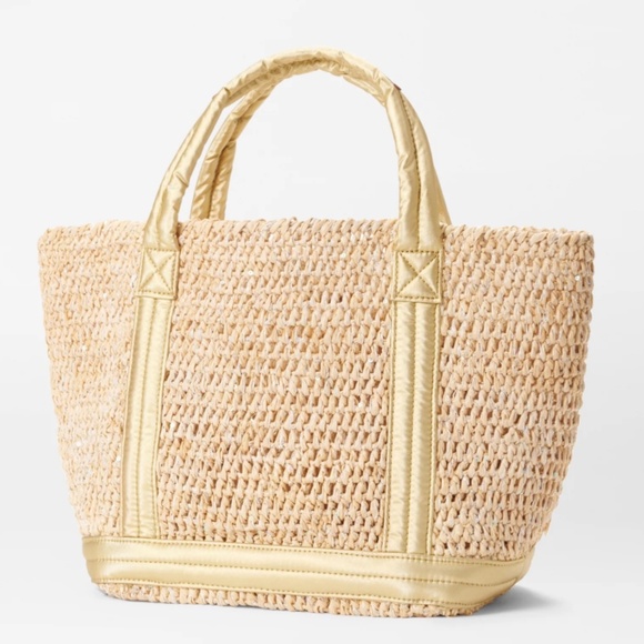 Mz Wallace MEDIUM  Sequin Raffia/Light Gold Pearl Metallic Raffia Tote - Picture 3 of 5
